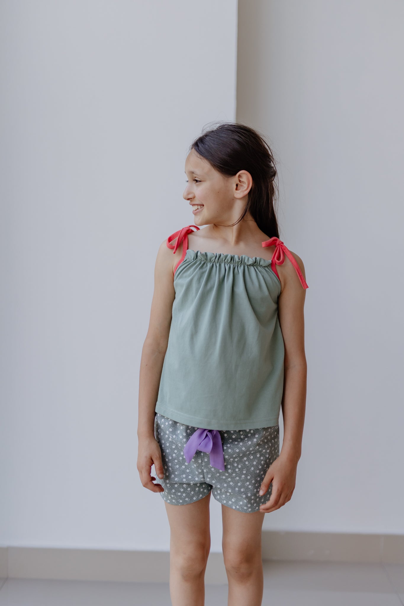 Short Verde Lazo Lila